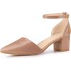 imageAllegra K Womens Pump Pointed Closed Toe Low Chunky Heels PumpsNude