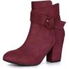 imageAllegra K Womens Round Toe Block Heel Boots Ankle BootiesBurgundy