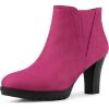 imageAllegra K Womens Round Toe Block Heels Chelsea Ankle BootsHot Pink