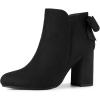 imageAllegra K Womens Round Toe Bow Decor Chunky Heel Ankle BootsBlack