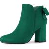 imageAllegra K Womens Round Toe Bow Decor Chunky Heel Ankle BootsGreen