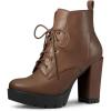 imageAllegra K Womens Round Toe Chunky Heel Lace Up Platform BootsBrown
