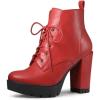 imageAllegra K Womens Round Toe Chunky Heel Lace Up Platform BootsRed