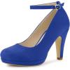imageAllegra K Womens Round Toe Stiletto Heels Ankle Strap Dark Blue Pumps  6 M US