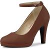 imageAllegra K Womens Round Toe Stiletto Heels Ankle Strap Dark Brown Pumps  65 M US