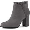 imageAllegra K Womens Ruffle Block Heel Ankle BootsGrey