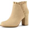 imageAllegra K Womens Ruffle Block Heel Ankle BootsKhaki