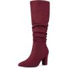 imageAllegra K Womens Slouch Pointed Toe Chunky Heel Knee High BootsBurgundy