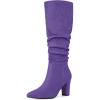 imageAllegra K Womens Slouch Pointed Toe Chunky Heel Knee High BootsDark Purple