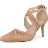 imageAllegra K Womens Slouches Cross Strap Pointed Toe Stiletto Heels PumpsNude