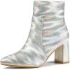 imageAllegra K Womens Snakeskin Print Boots Halloween Costumes Chunky High Heels Ankle BootsSilver