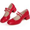 imageAllegra K Womens Square Toe Ankle Strap Block Heels Mary Janes Pumps ShoesRed