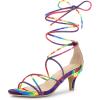 imageAllegra K Womens Strappy Tie Dye Heels Lace Up Kitten Heel SandalsPurple