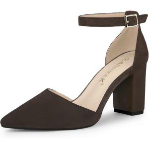 imageAllegra K Womens Ankle Strap Pointed Toe Block Heels PumpsCoffee