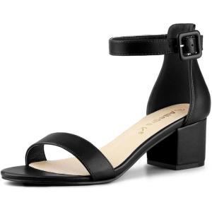 imageAllegra K Womens Block Low Heels Ankle Strap SandalsBlack