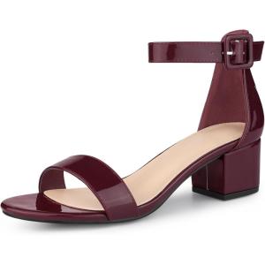 imageAllegra K Womens Block Low Heels Ankle Strap SandalsBurgundy