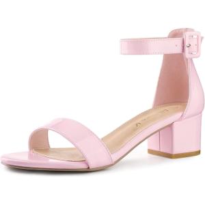 imageAllegra K Womens Block Low Heels Ankle Strap SandalsPink