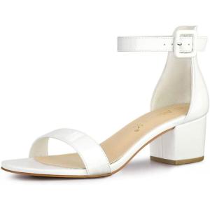 imageAllegra K Womens Block Low Heels Ankle Strap SandalsWhite