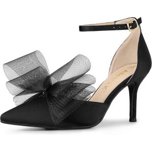 imageAllegra K Womens Bow Tie Ankle Strap Stiletto High Heels PumpsBlack