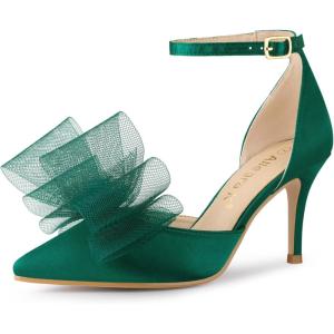 imageAllegra K Womens Bow Tie Ankle Strap Stiletto High Heels PumpsGreen