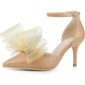 imageAllegra K Womens Bow Tie Ankle Strap Stiletto High Heels PumpsNude