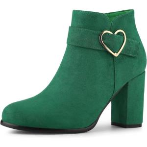 imageAllegra K Womens Buckle Side Zip Chunky Heels Ankle BootsEmerald Green