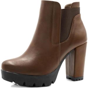 imageAllegra K Womens Chunky High Heel Platform Ankle BootsBrown