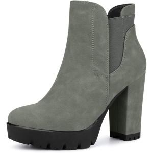 imageAllegra K Womens Chunky High Heel Platform Ankle BootsGrey