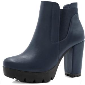 imageAllegra K Womens Chunky High Heel Platform Ankle BootsNavy Blue