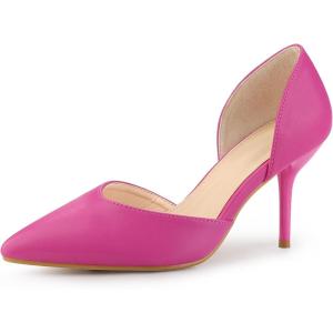 imageAllegra K Womens Closed Pointed Toe Slip on Stiletto High Heel Dress Pump ShoesHot Pink