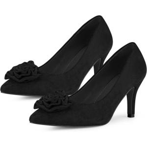 imageAllegra K Womens Flower Closed Pointed Toe Stiletto Heels Shoes PumpsBlack