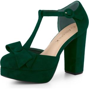 imageAllegra K Womens Mary Janes Platform Pumps Halloween Costumes Chunky Heels Dress ShoesGreen