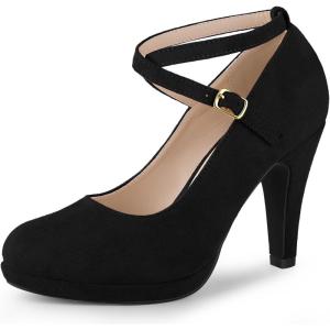 imageAllegra K Womens Platform Cross Strap Stiletto Heels Mary Jane PumpsBlack