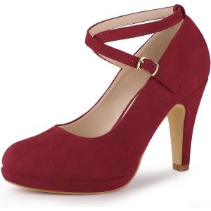 imageAllegra K Womens Platform Cross Strap Stiletto Heels Mary Jane PumpsBurgundy