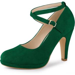 imageAllegra K Womens Platform Cross Strap Stiletto Heels Mary Jane PumpsGreen