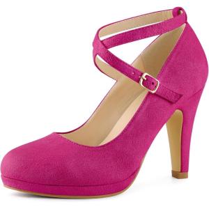 imageAllegra K Womens Platform Cross Strap Stiletto Heels Mary Jane PumpsHot Pink
