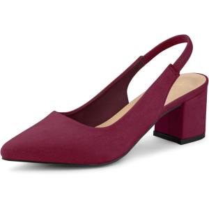 imageAllegra K Womens Pointed Toe Block Heel Pumps Slingback HeelsBurgundy