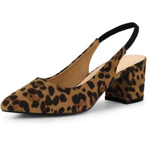 imageAllegra K Womens Pointed Toe Block Heel Pumps Slingback HeelsLeopard