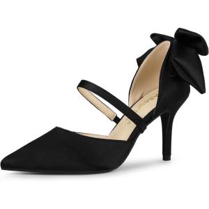 imageAllegra K Womens Pointed Toe Bow Satin Stiletto Heels PumpsBlack
