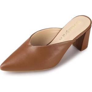 imageAllegra K Womens Pointed Toe Chunky Heels Slides MulesBrown
