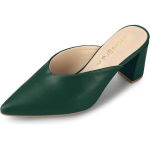 imageAllegra K Womens Pointed Toe Chunky Heels Slides MulesDark Green