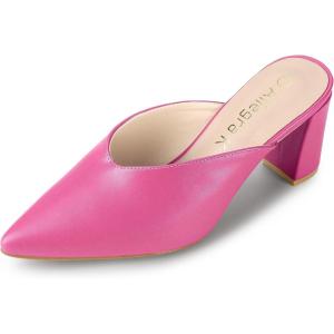 imageAllegra K Womens Pointed Toe Chunky Heels Slides MulesHot Pink