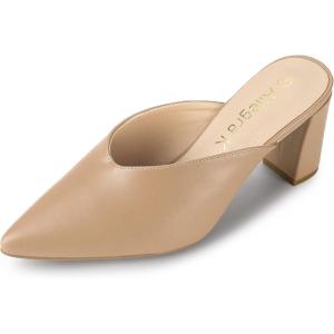 imageAllegra K Womens Pointed Toe Chunky Heels Slides MulesNude