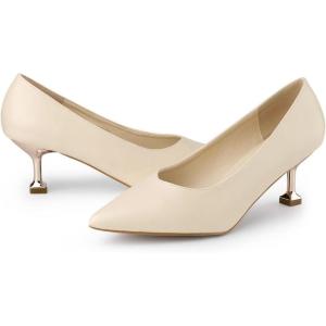 imageAllegra K Womens Pointed Toe Low Kitten Heel Dress PumpsBeige