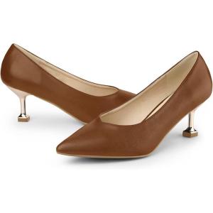 imageAllegra K Womens Pointed Toe Low Kitten Heel Dress PumpsBrown