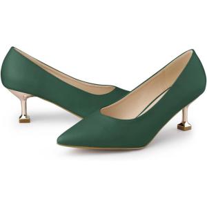imageAllegra K Womens Pointed Toe Low Kitten Heel Dress PumpsDark Green