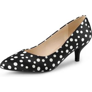 imageAllegra K Womens Pointed Toe Polka Dots Kitten Heels PumpsBlack