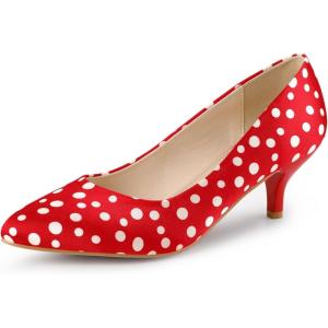 imageAllegra K Womens Pointed Toe Polka Dots Kitten Heels PumpsRed