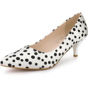 imageAllegra K Womens Pointed Toe Polka Dots Kitten Heels PumpsWhite