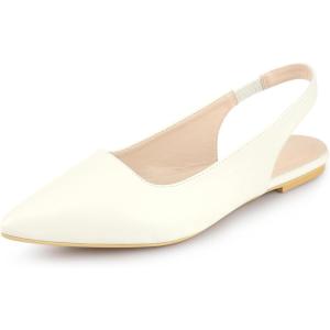 imageAllegra K Womens Pointed Toe Pumps Slingback Flat PumpsCream